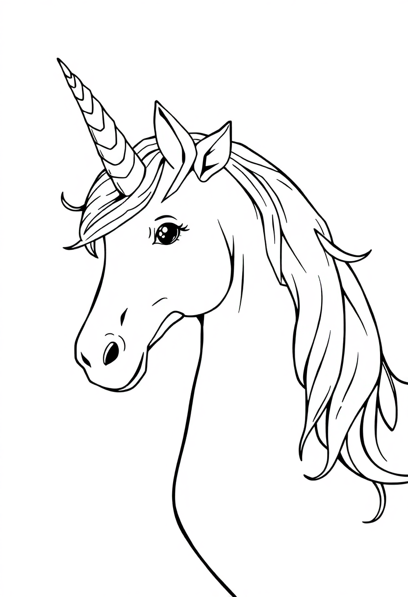 Unicorn with Crystal Horn coloring page, free printable