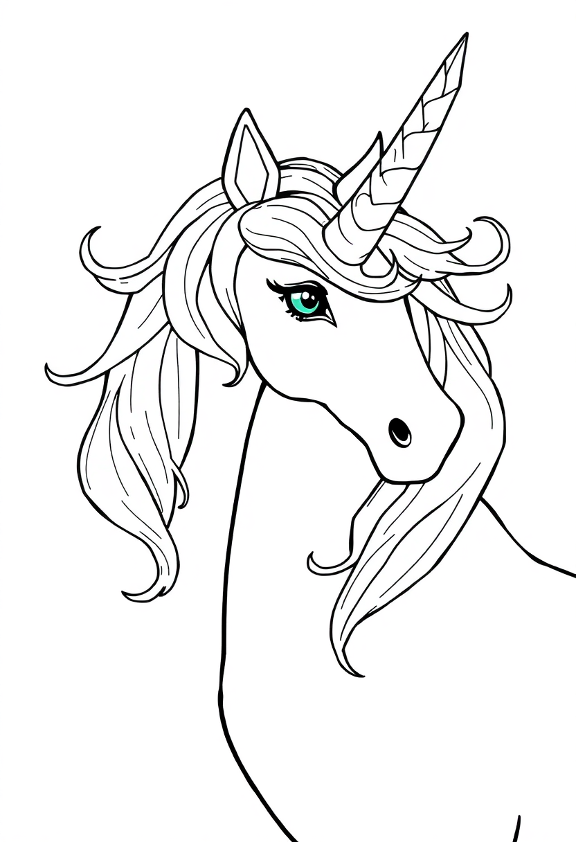 Unicorn With Crystal Horn coloring pages