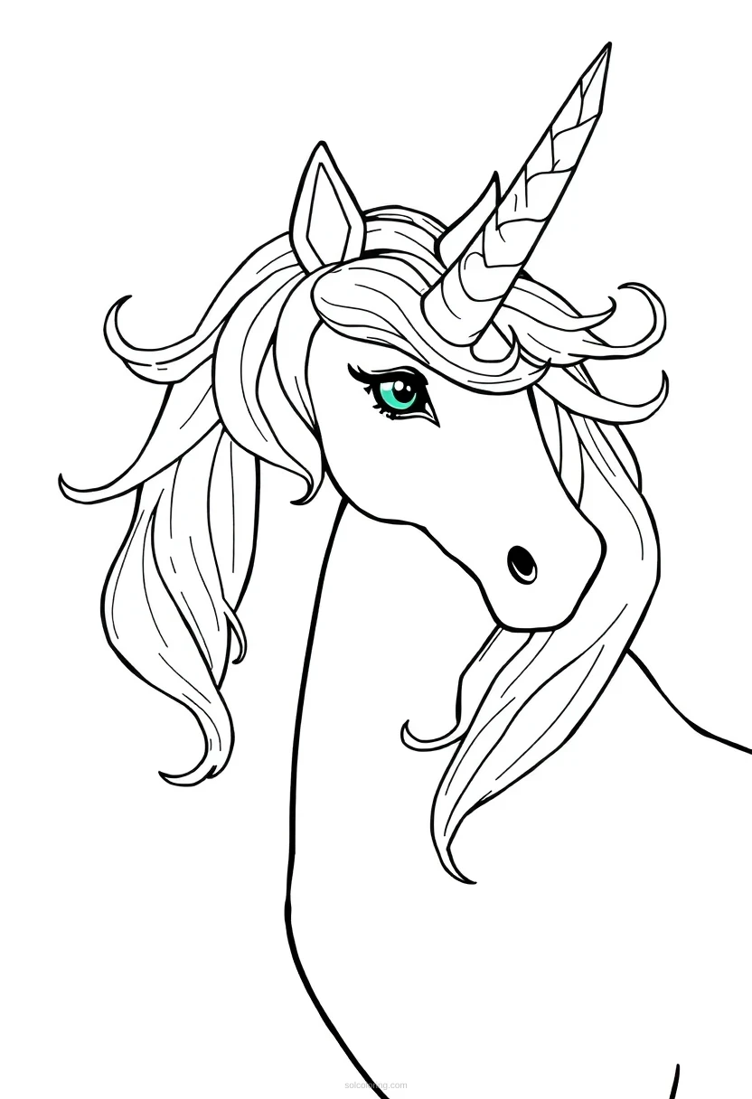 Unicorn With Crystal Horn coloring pages