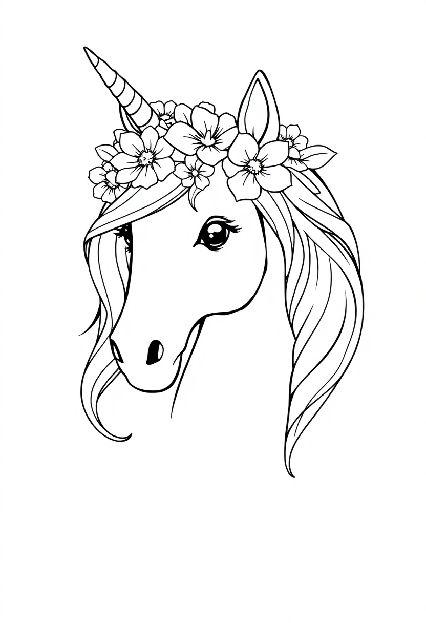 Unicorn With Flower Crown coloring page