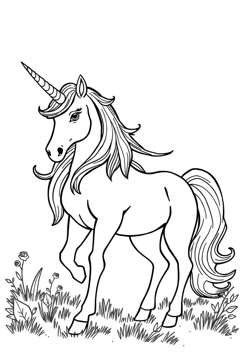 Unicorns coloring page for kids