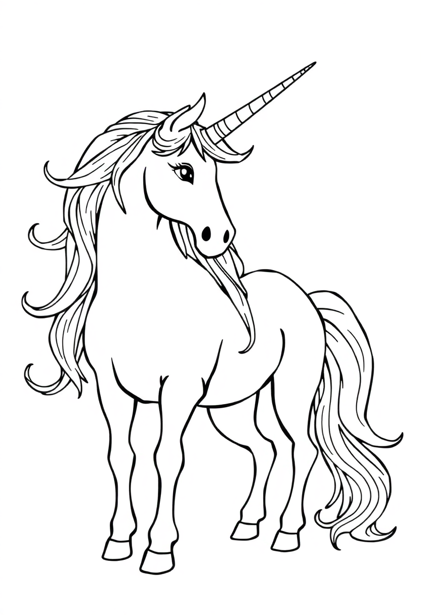 Unicorns coloring page for kids