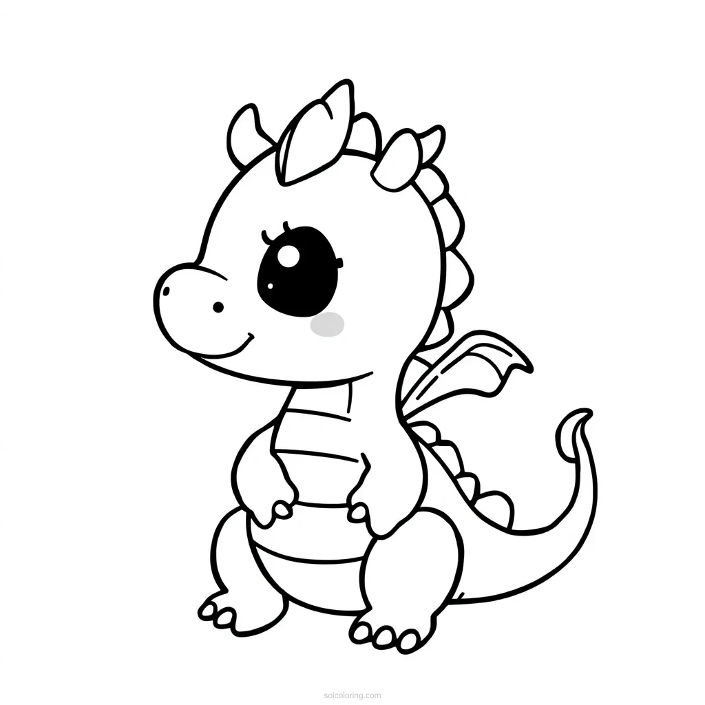 A Friendly Dragon Coloring Page cute-cartoon coloring page for kids