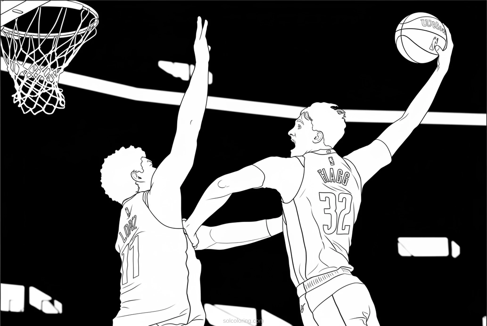 Basketball Players Dunking coloring pages