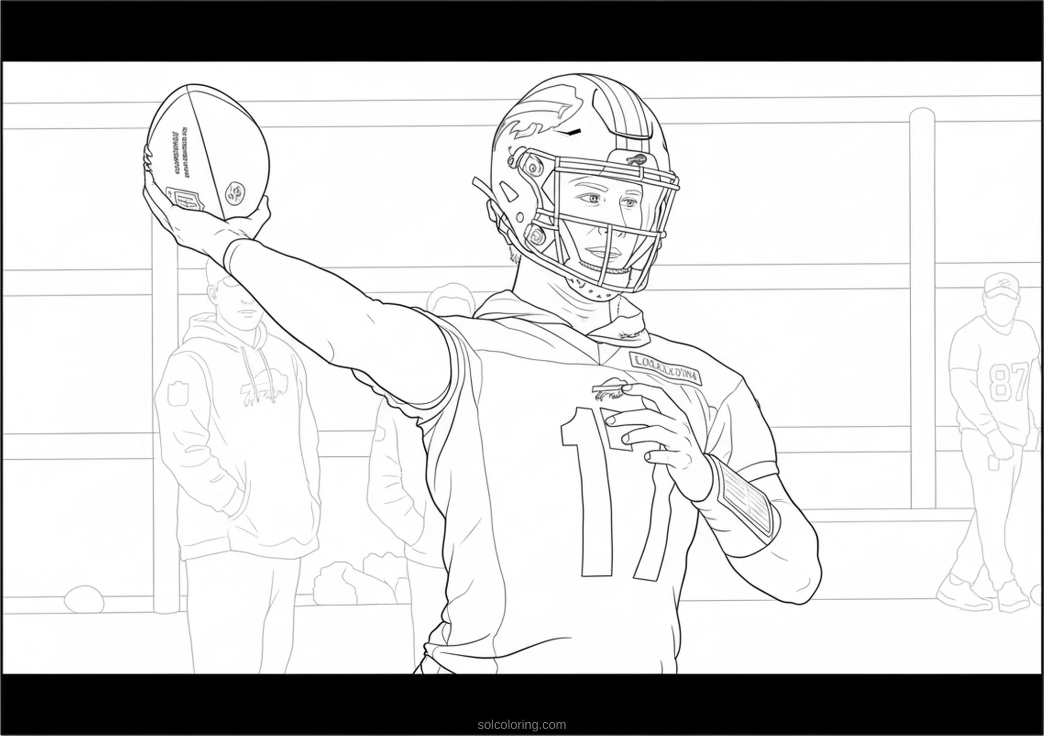 Bills Quarterback Throwing Football coloring pages