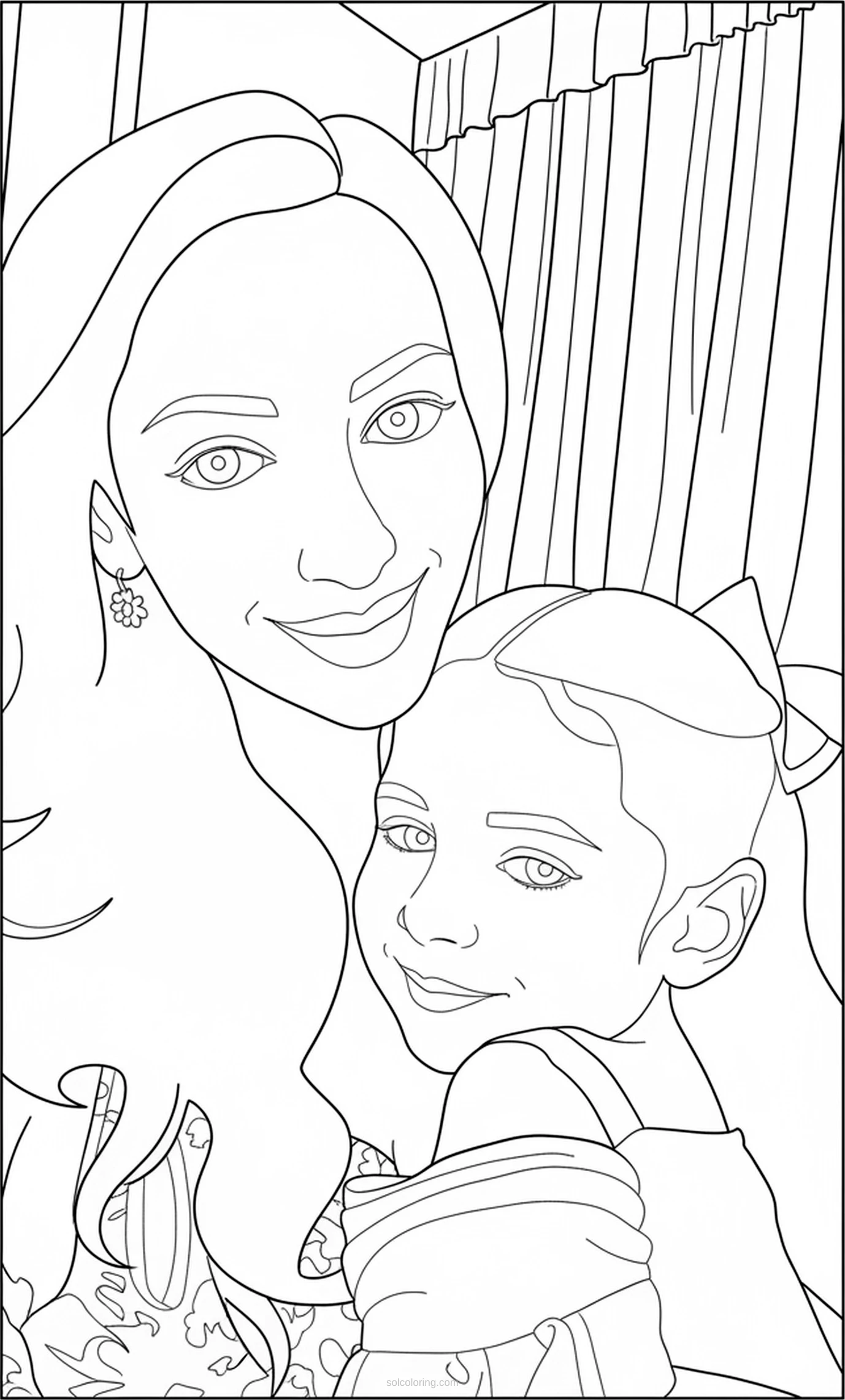 Woman And Child Selfie coloring pages
