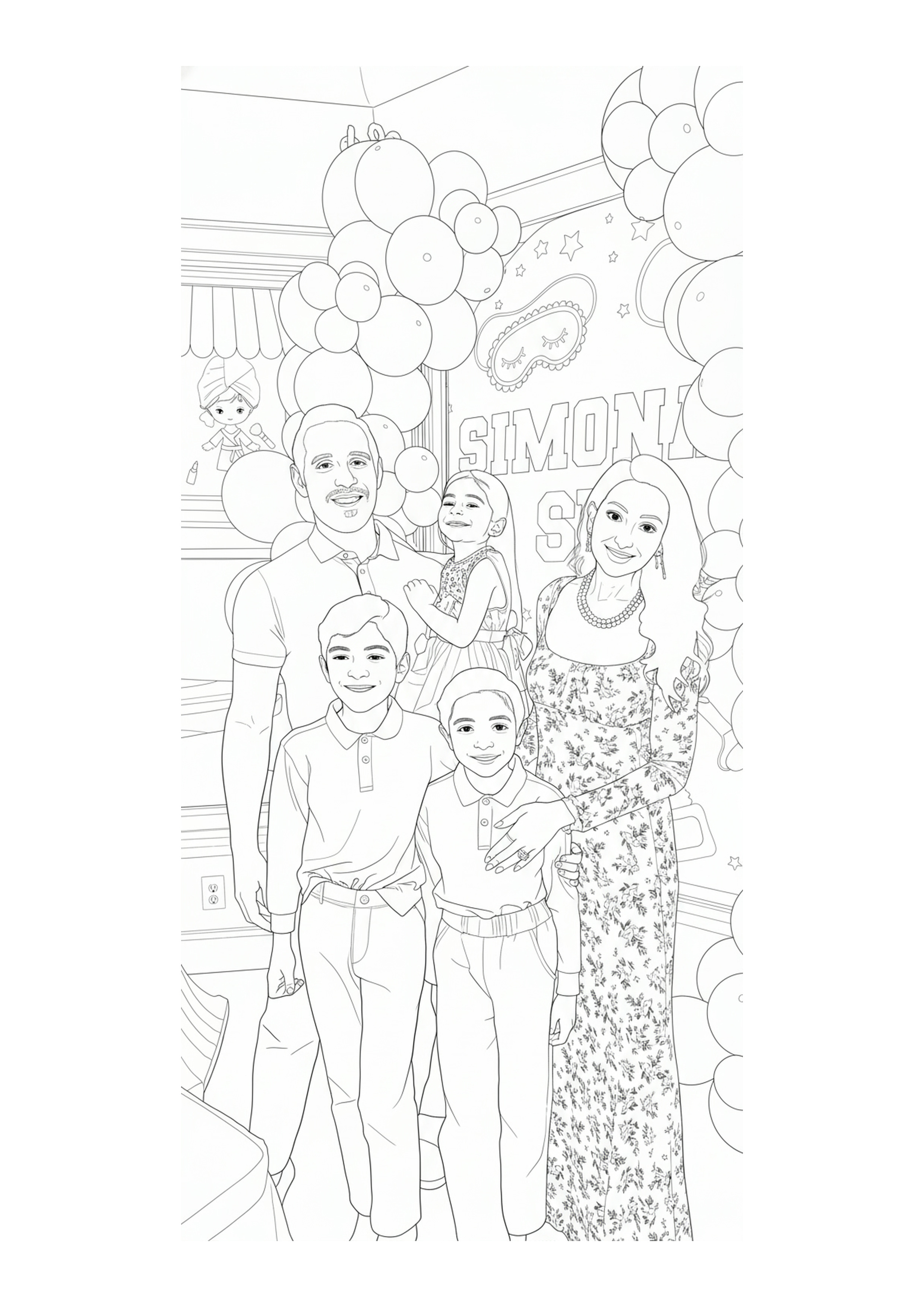 Family At Birthday Party coloring pages