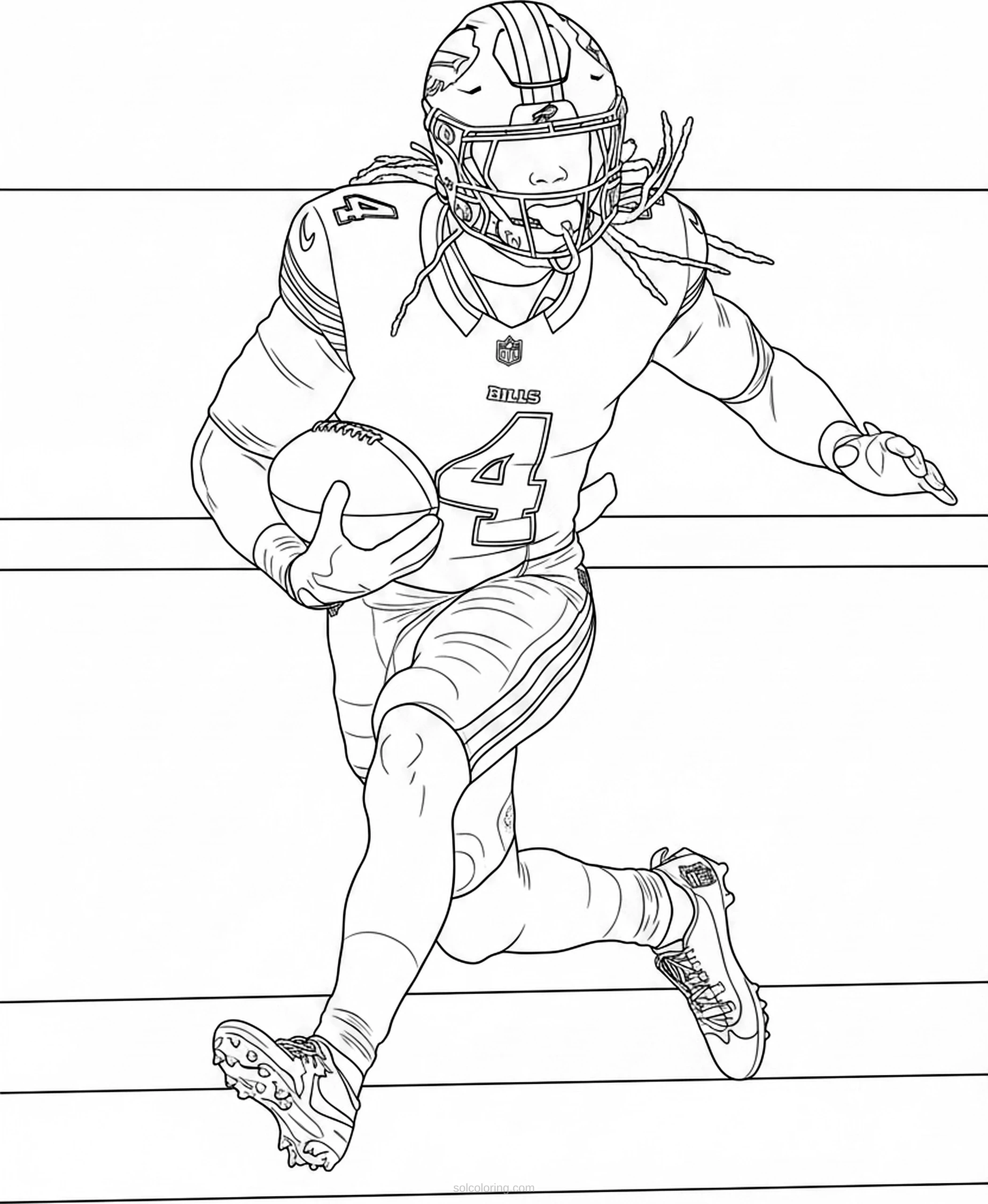 Bills Player Running With Football coloring pages