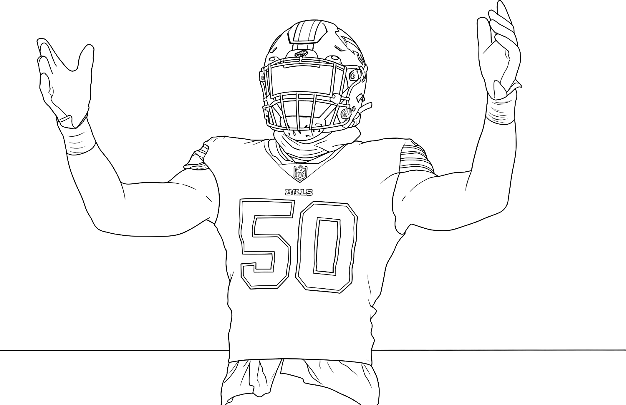 buffalo bills defensive end greg rousseau coloring page, free printable
