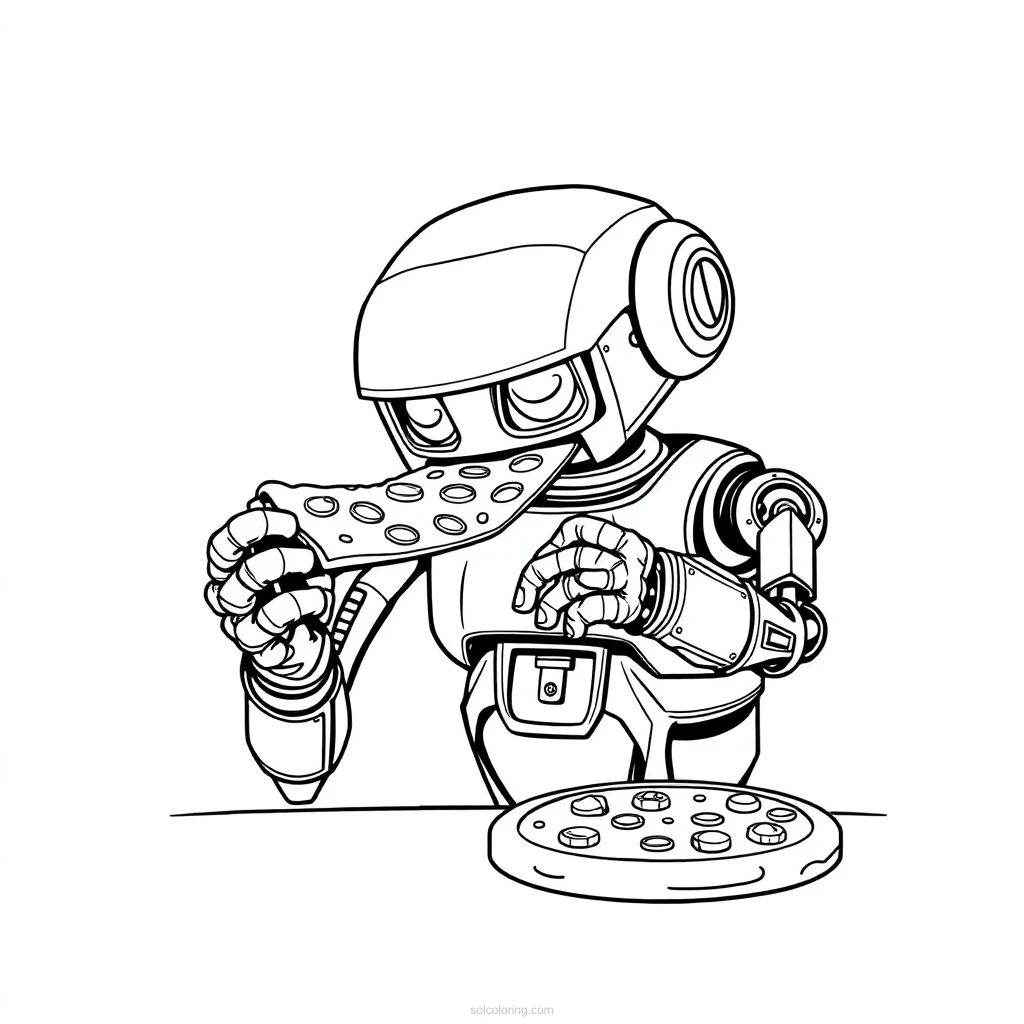 Robot Eating Pizza coloring pages