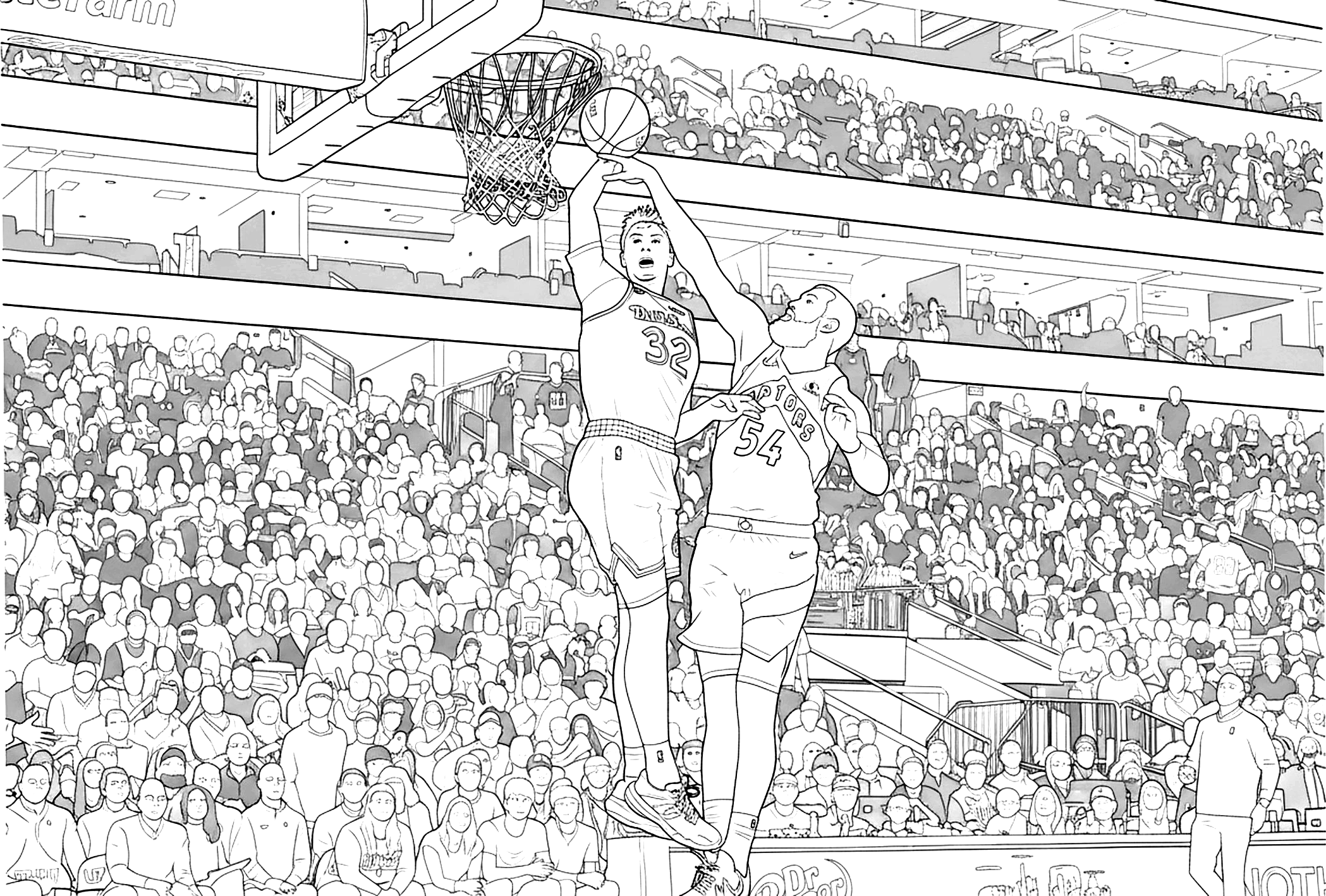 dallas mavericks cooper flagg dunking coloring page, free printable