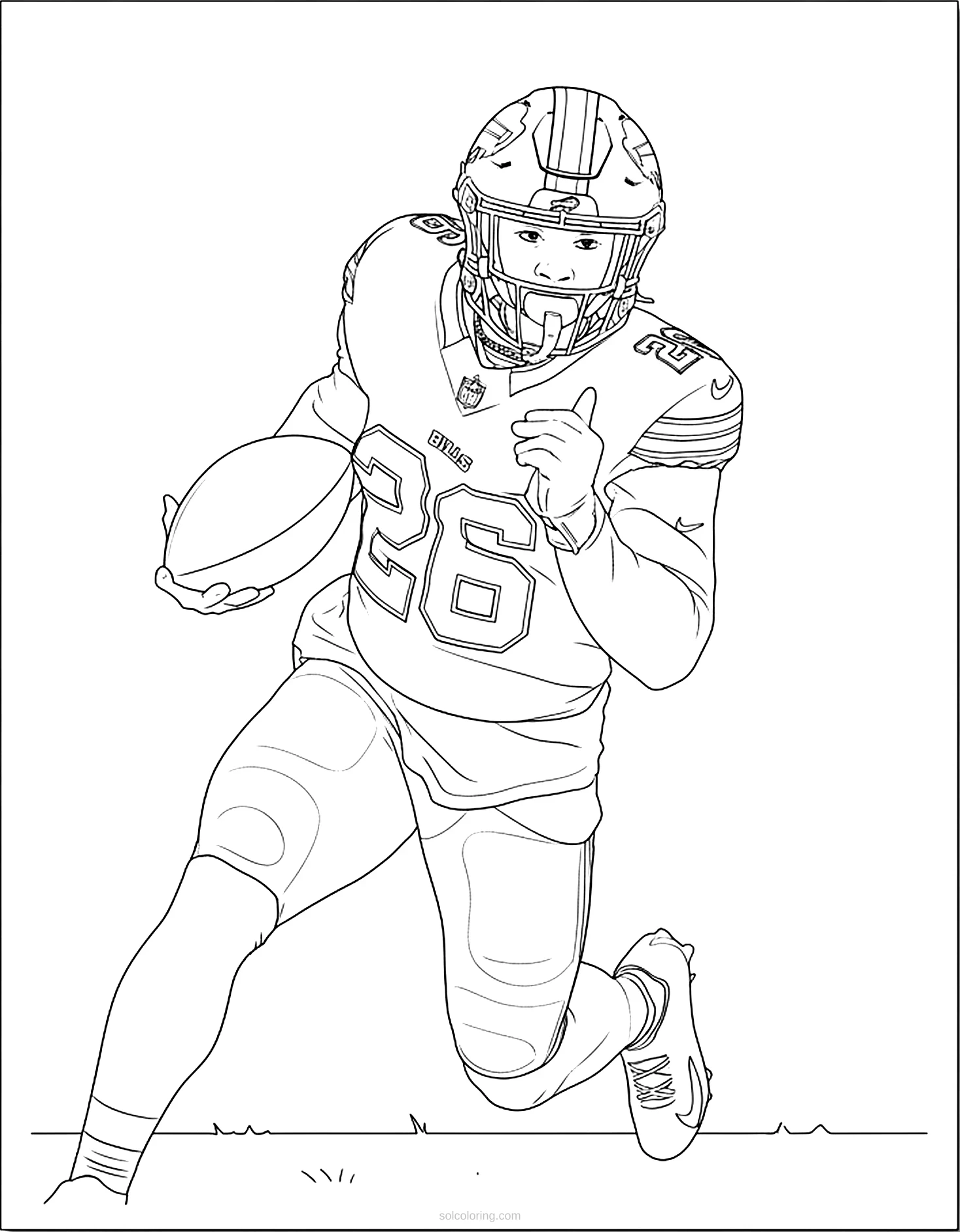 Bills Player Running With Ball coloring pages
