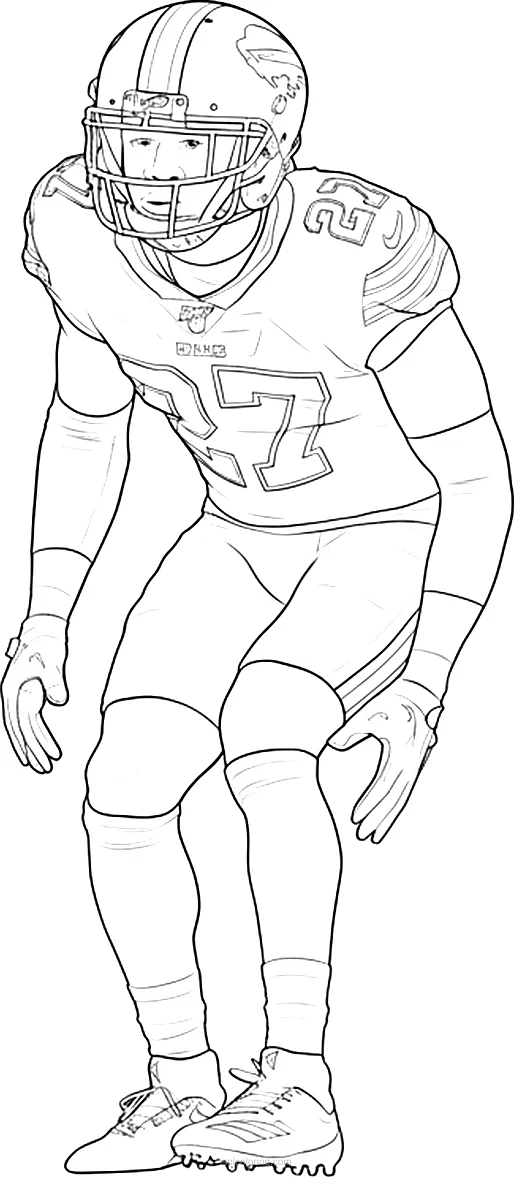 Bills Player Defensive Stance coloring page for kids