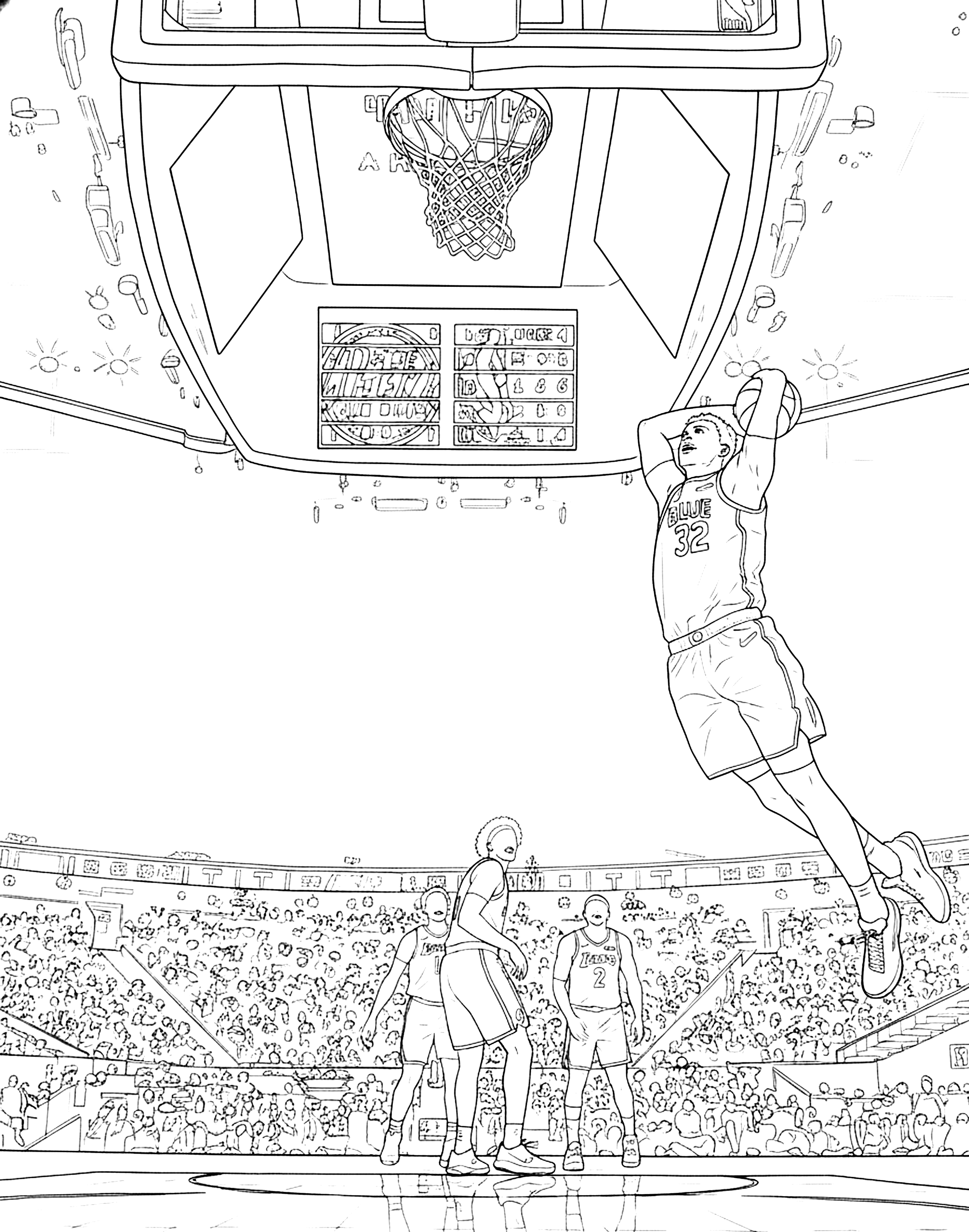 Basketball Player Dunking coloring pages