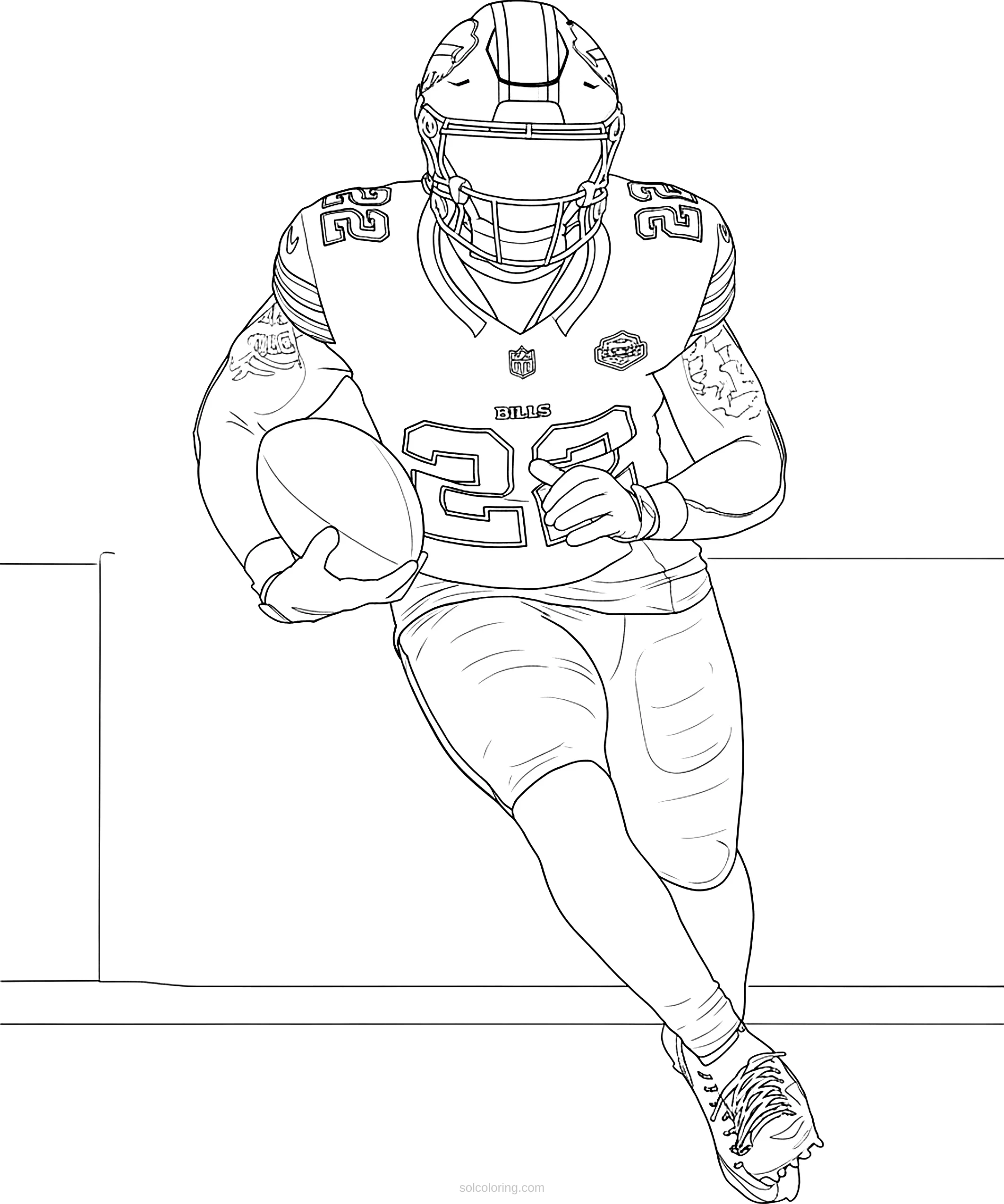 Bills Player Running Football coloring page for kids