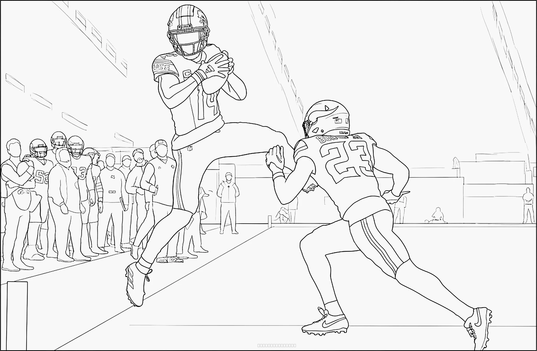 Lions Receiver Catching Pass coloring page for kids
