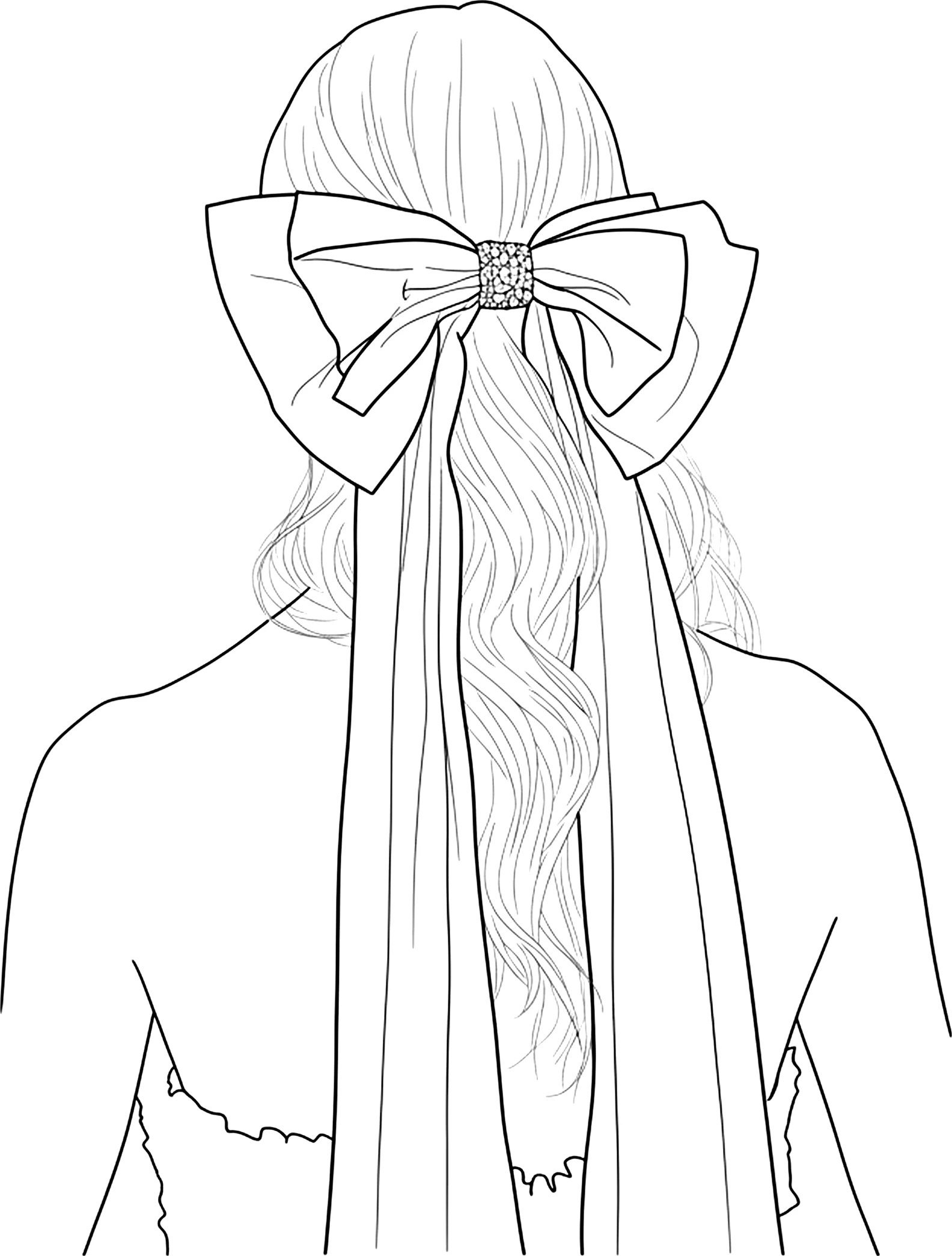 Bride With Wedding Hair Bow coloring pages