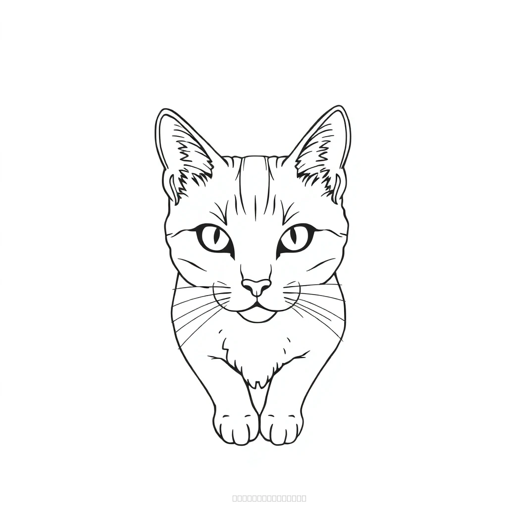C Is For Cat realistic coloring page for kids