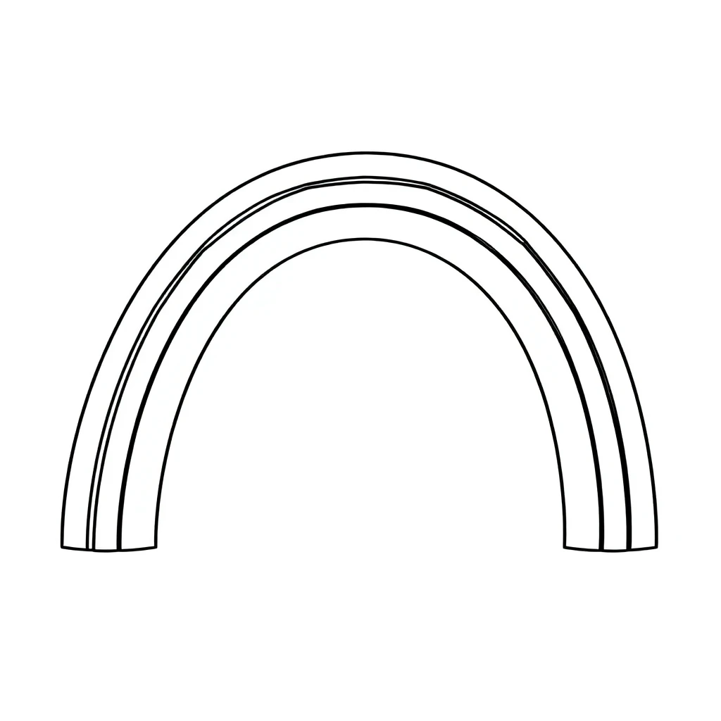 Rainbow With 6 Stripes realistic coloring page for kids