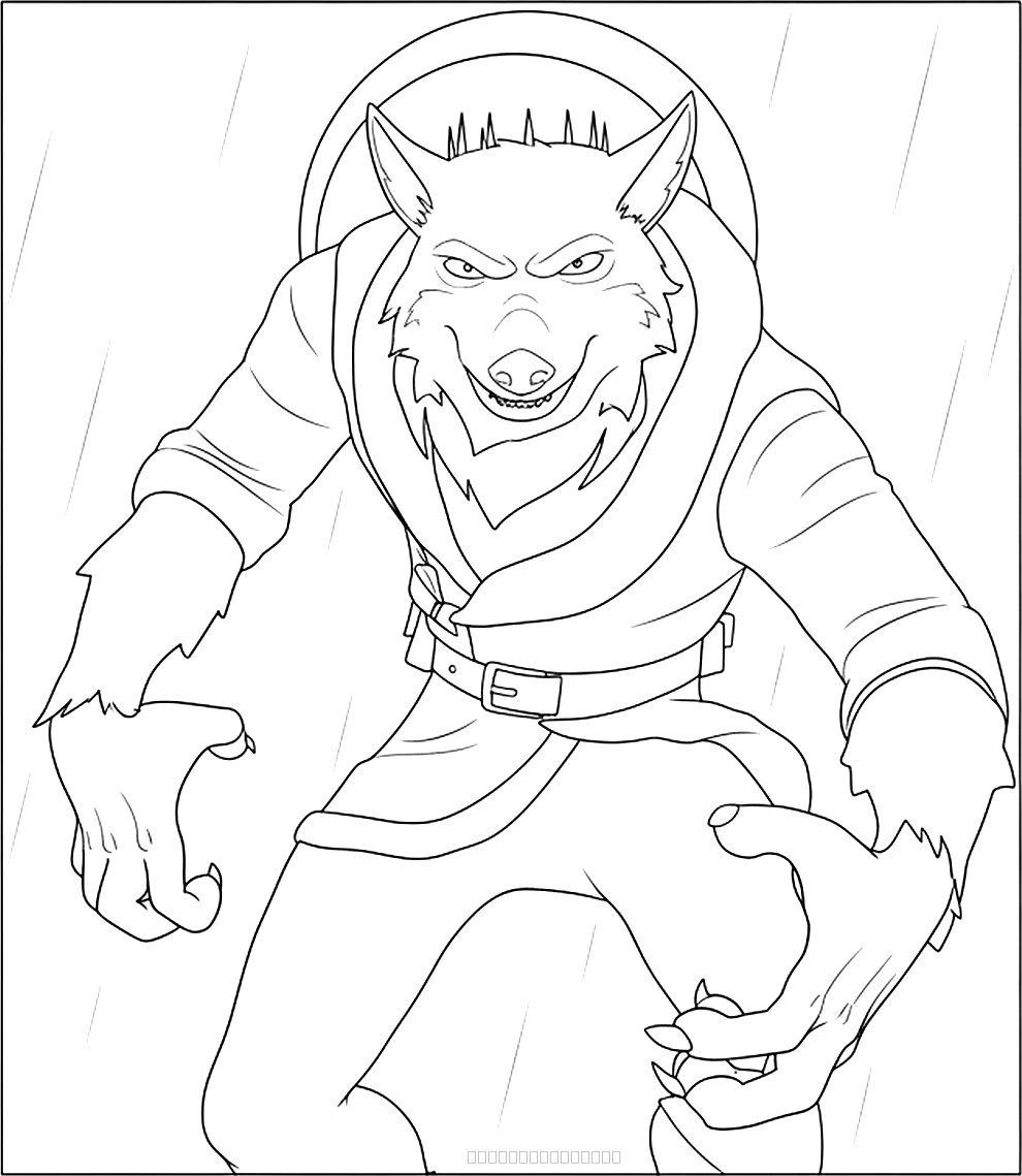 The Wolf King realistic coloring page for kids