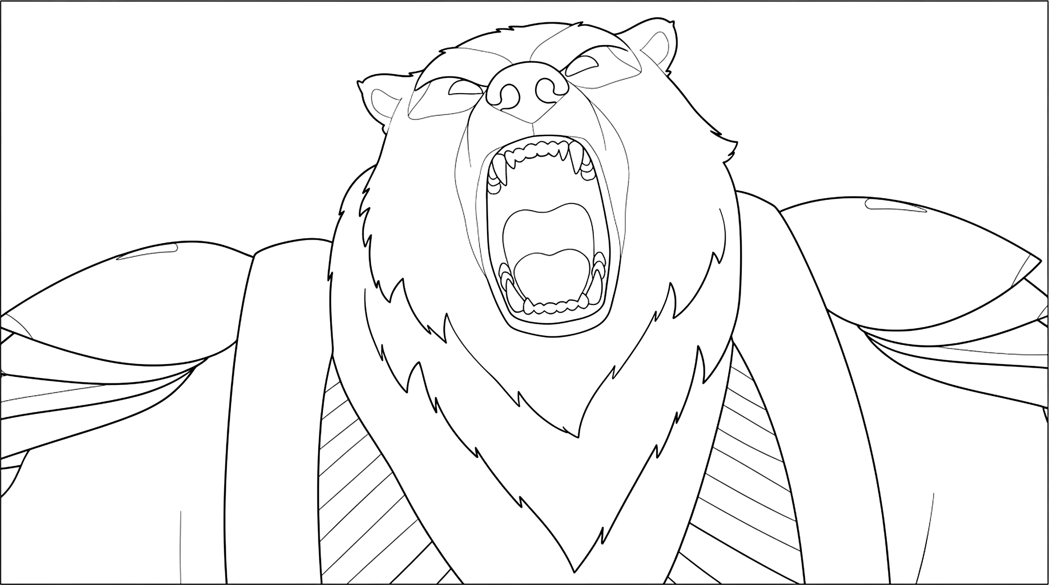 Duke Bergan Bear From the Wolf King realistic coloring page for kids