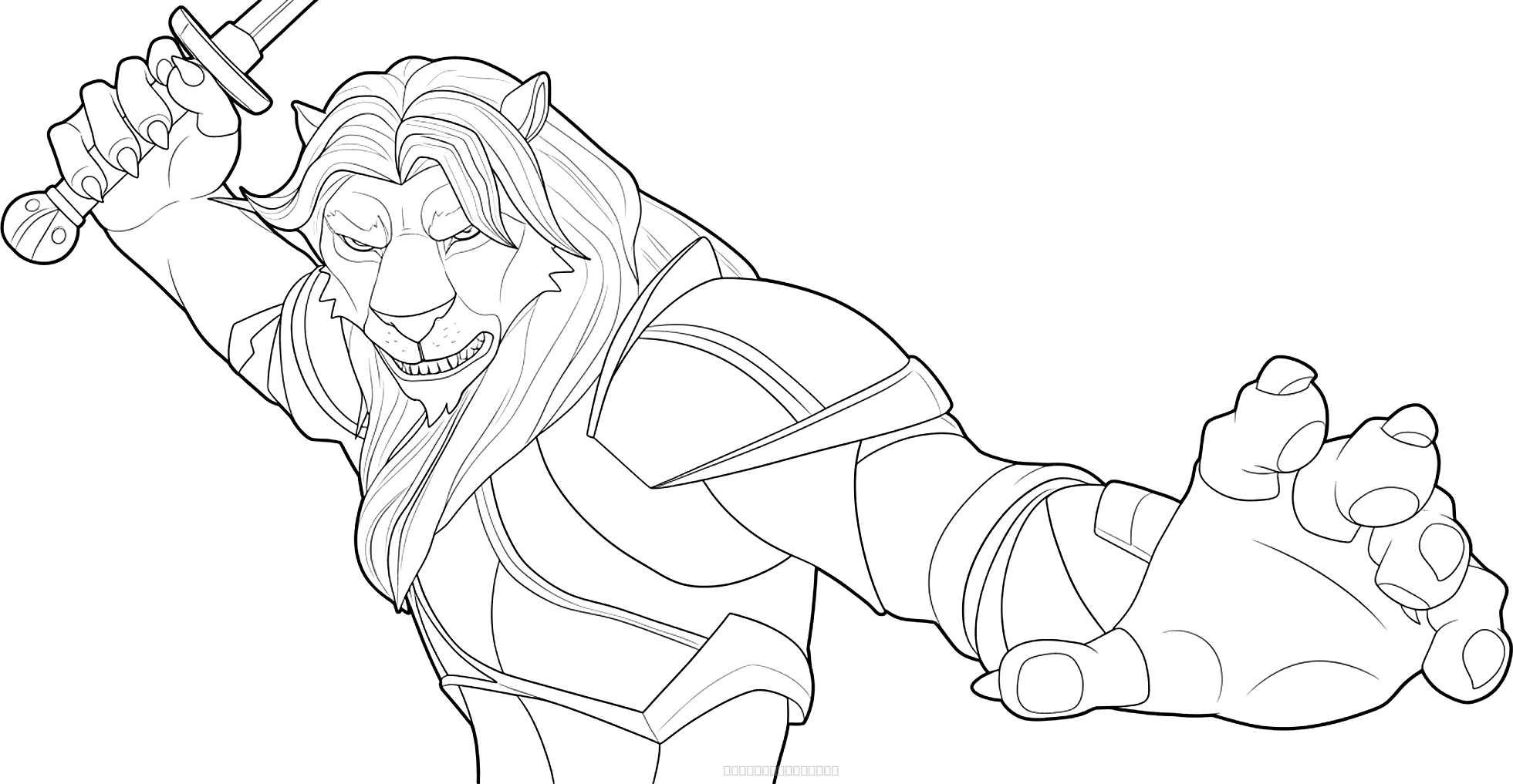 King Leopold Lion of Wolfking realistic coloring page for kids