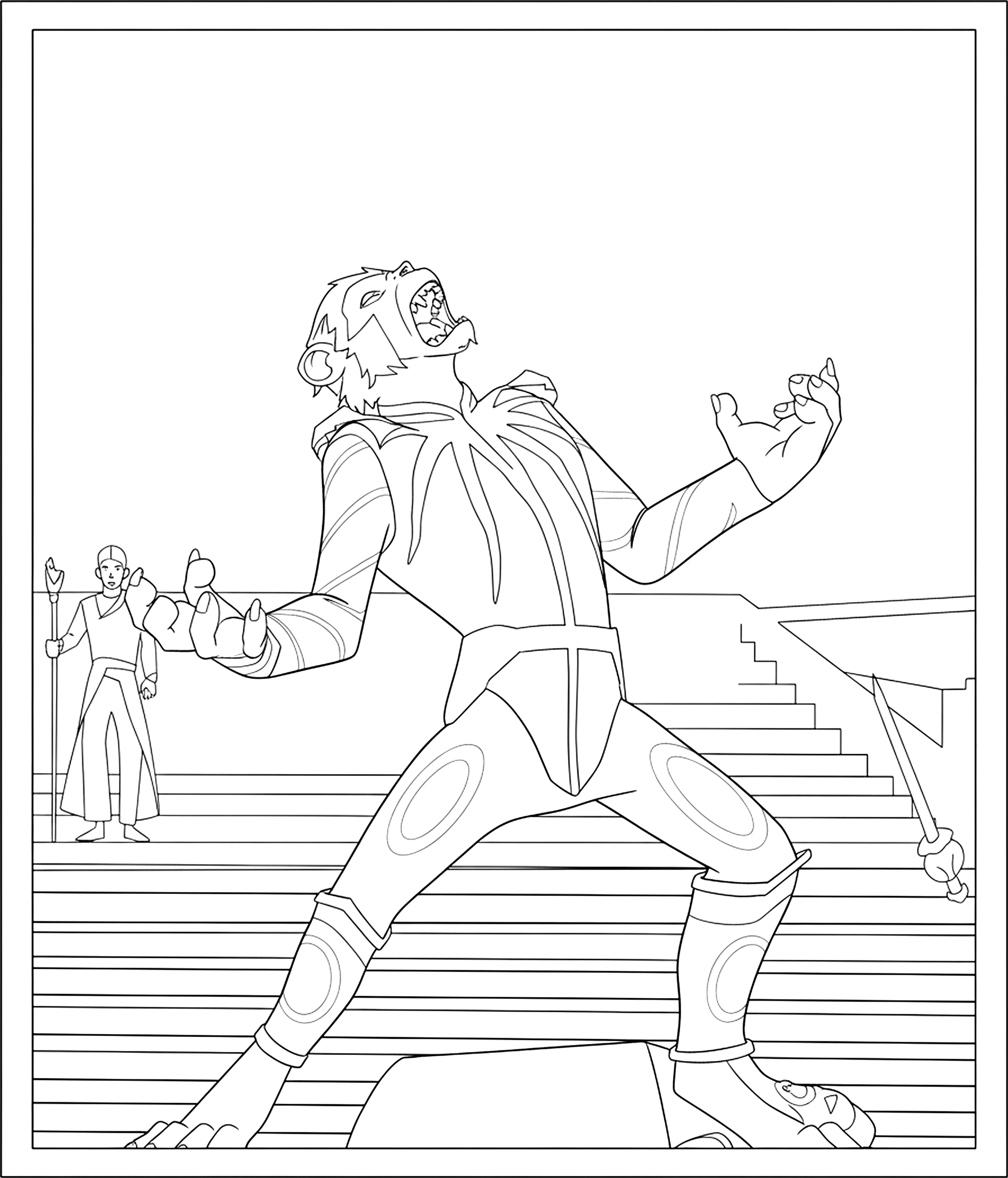 Prince Lucas the Wolf King realistic coloring page for kids