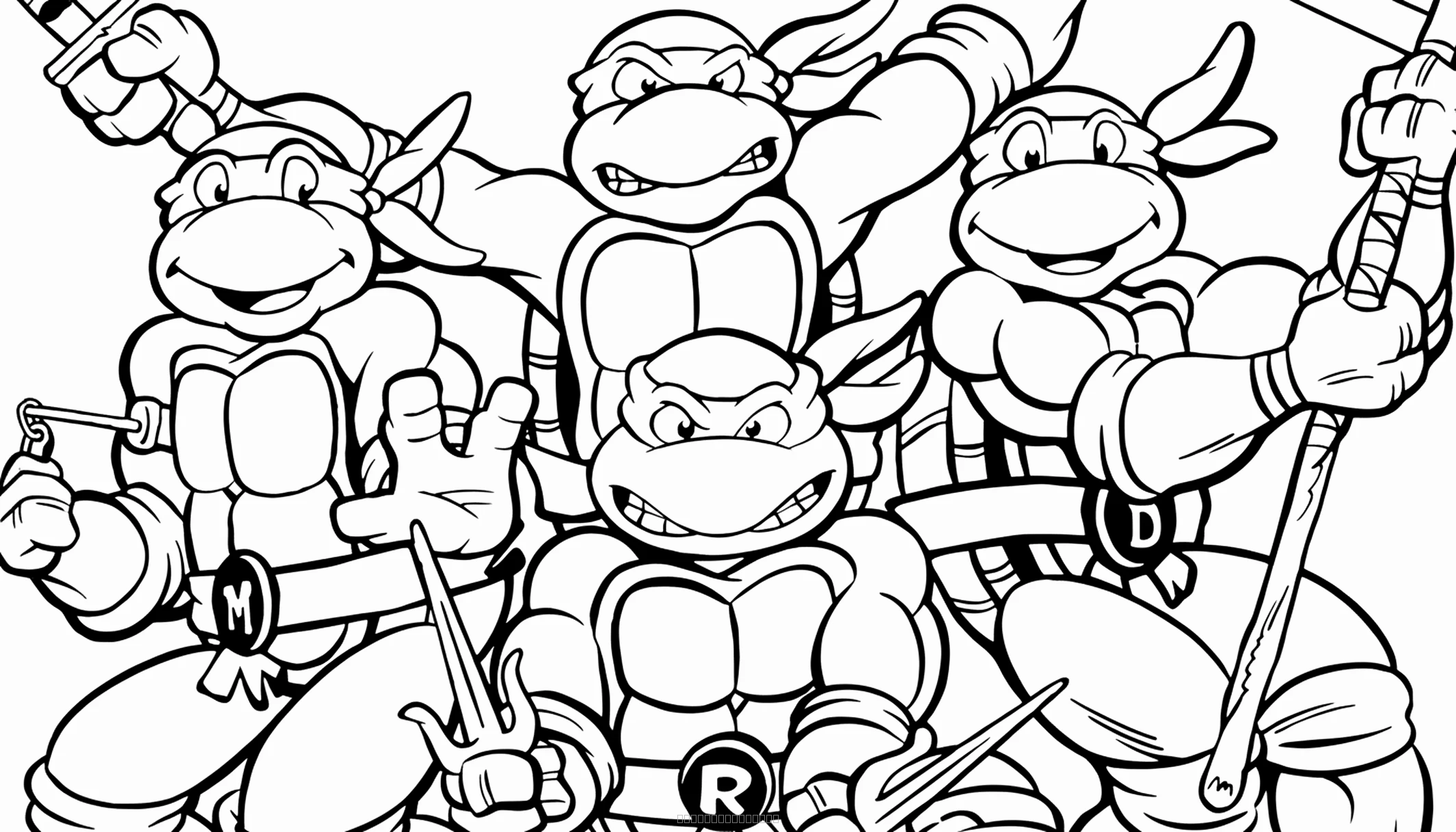Teenage Mutant Ninja Turtles realistic coloring page for kids