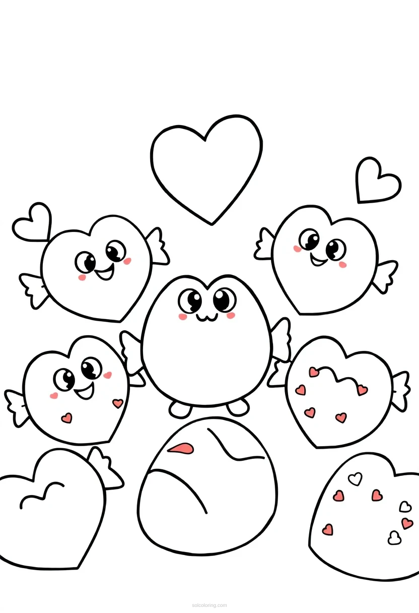 Valentine's Day Candy and Chocolates coloring page for kids