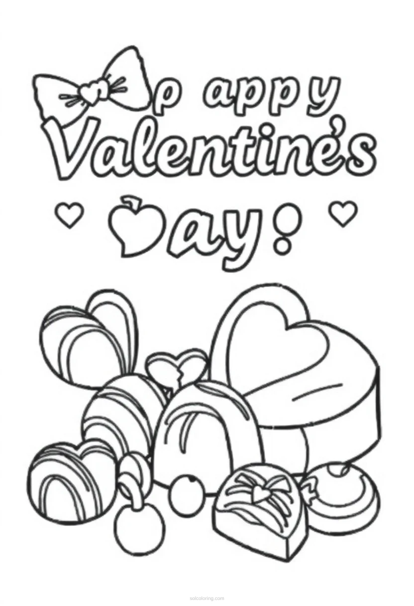 Valentine S Day Candy And Chocolates coloring pages