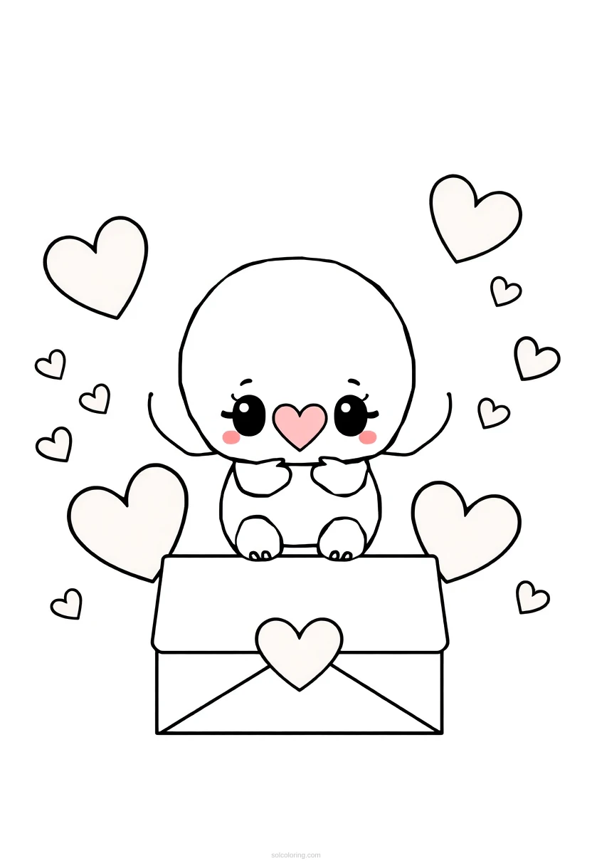 Valentine's Day Cards and Envelopes coloring page for kids