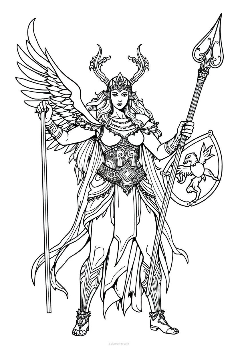 Valkyrie Warrior coloring page for kids
