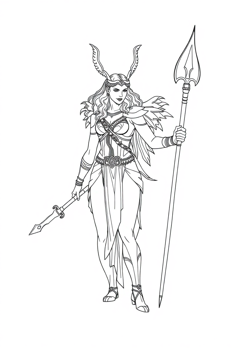 Valkyrie Warrior coloring page, free printable