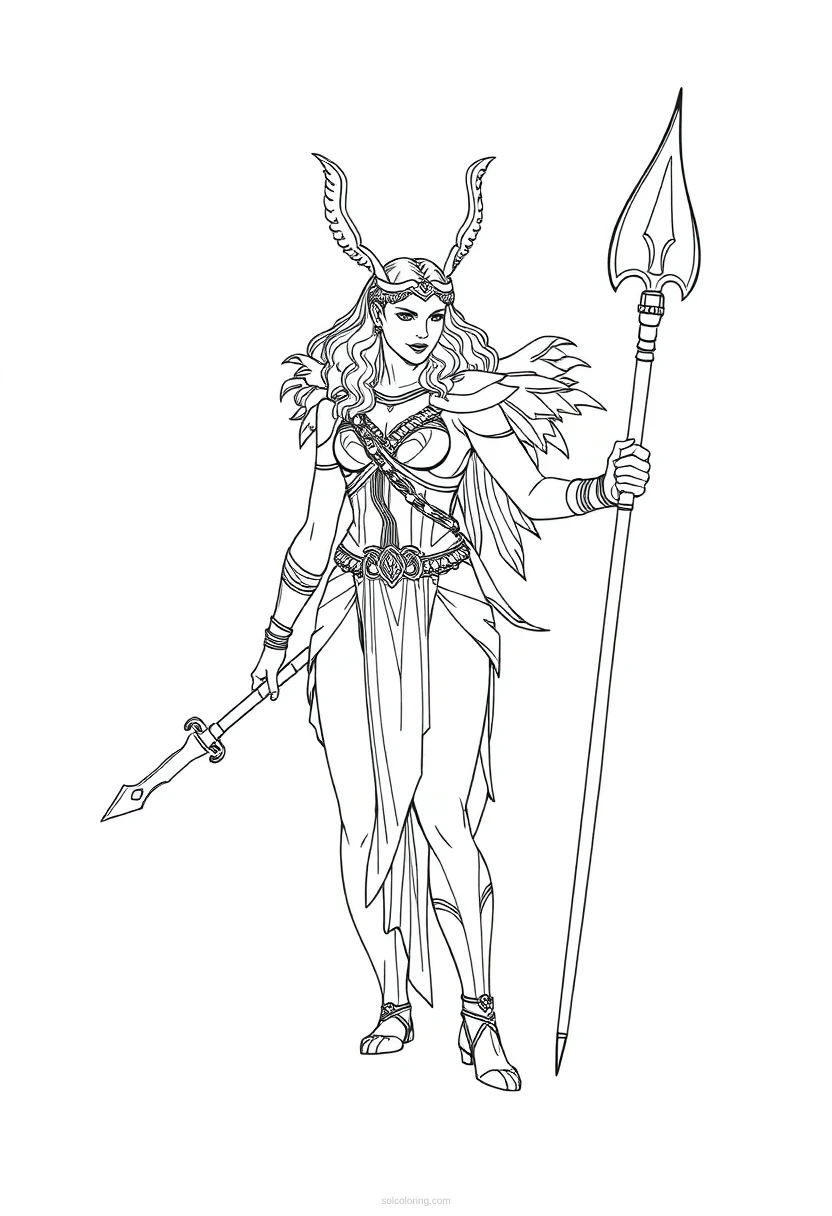 Valkyrie Warrior coloring page for kids