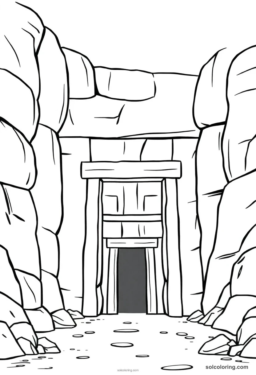 Cute Cartoon Valley of the Kings Tomb Entrance cute cartoon coloring page for kids