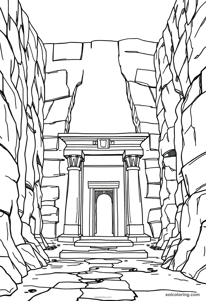 Valley of the Kings Tomb Entrance detailed coloring page for kids
