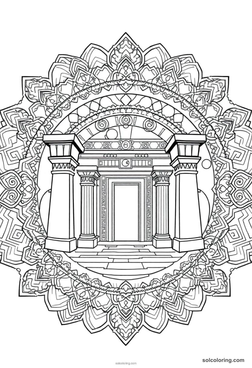 Mandala Valley of the Kings Tomb Entrance mandala coloring page for kids