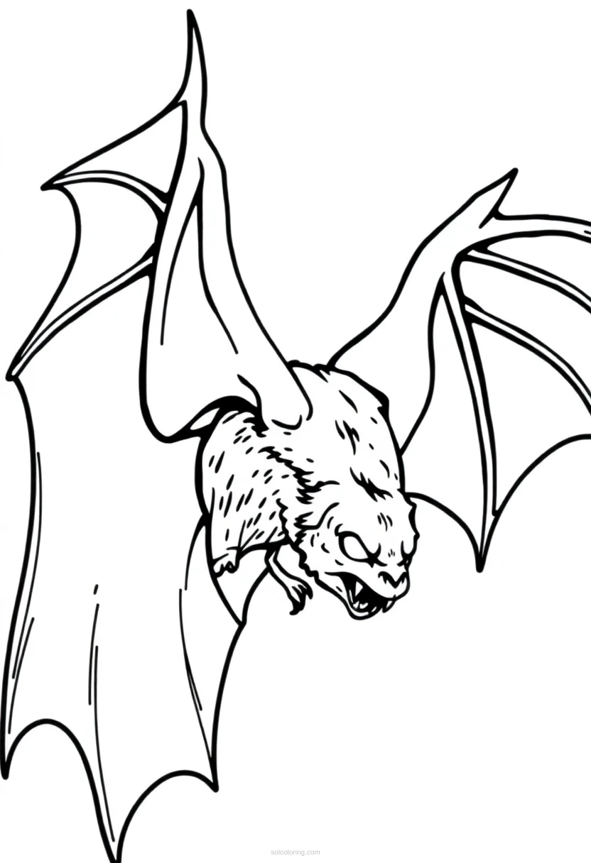 Vampire Bat Flying coloring page for kids