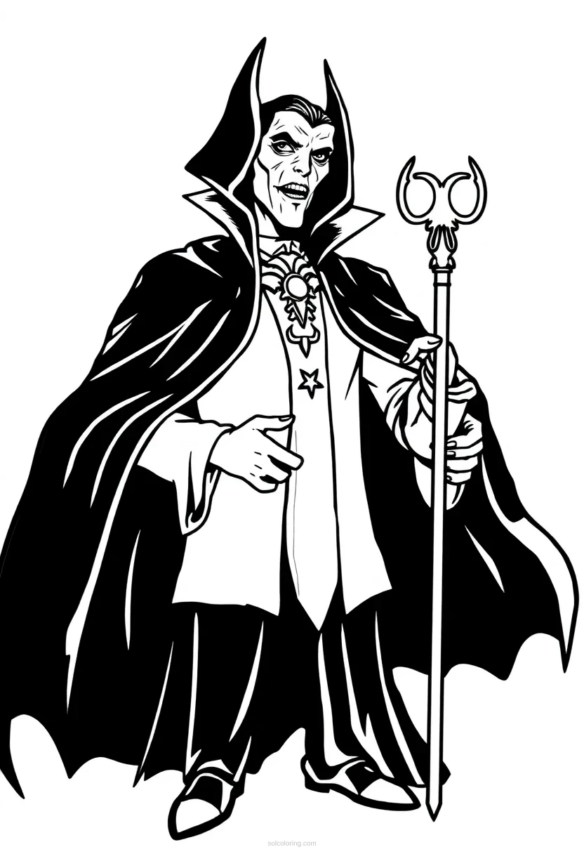 Vampire Count With Cape coloring page for kids