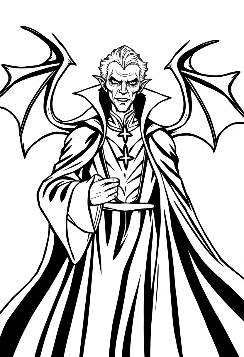 Vampire Count with Cape coloring page, free printable