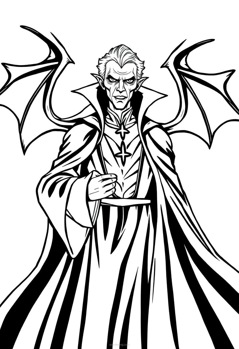 Vampire Count With Cape coloring page for kids