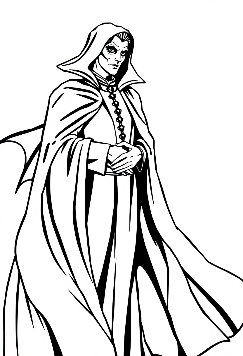 Vampire Count with Cape coloring page, free printable