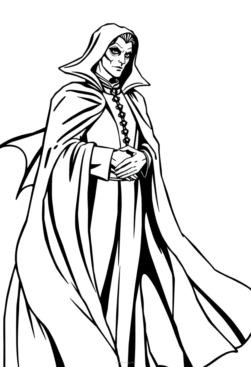 Vampire Count With Cape coloring page for kids