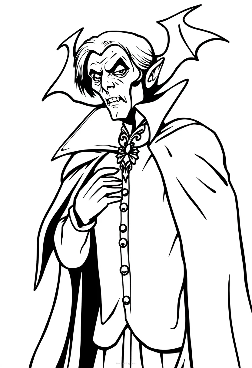 Vampire Count With Cape coloring page for kids