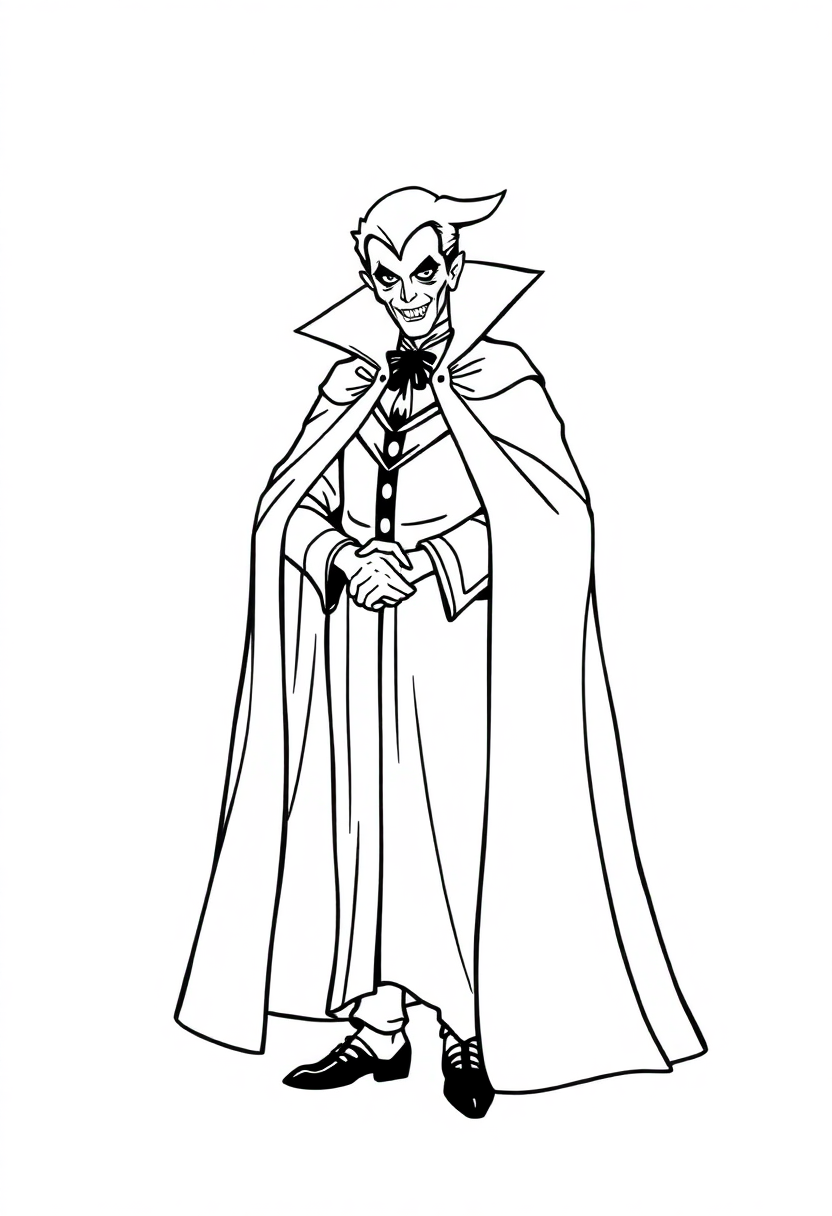 Vampire Count with Cape coloring page, free printable