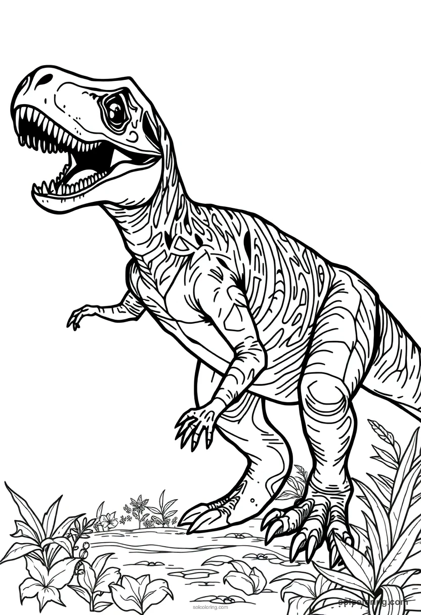 Velociraptor detailed coloring page for kids