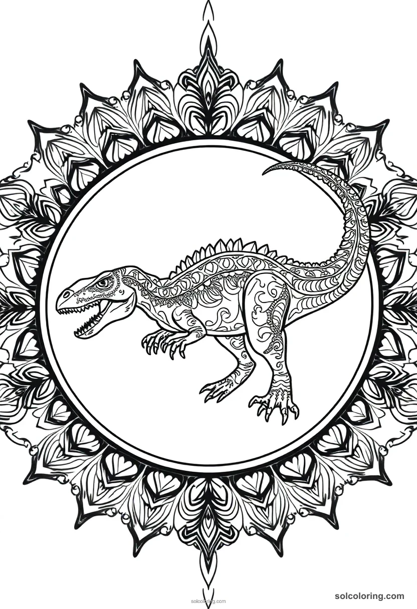 Mandala Velociraptor mandala coloring page for kids