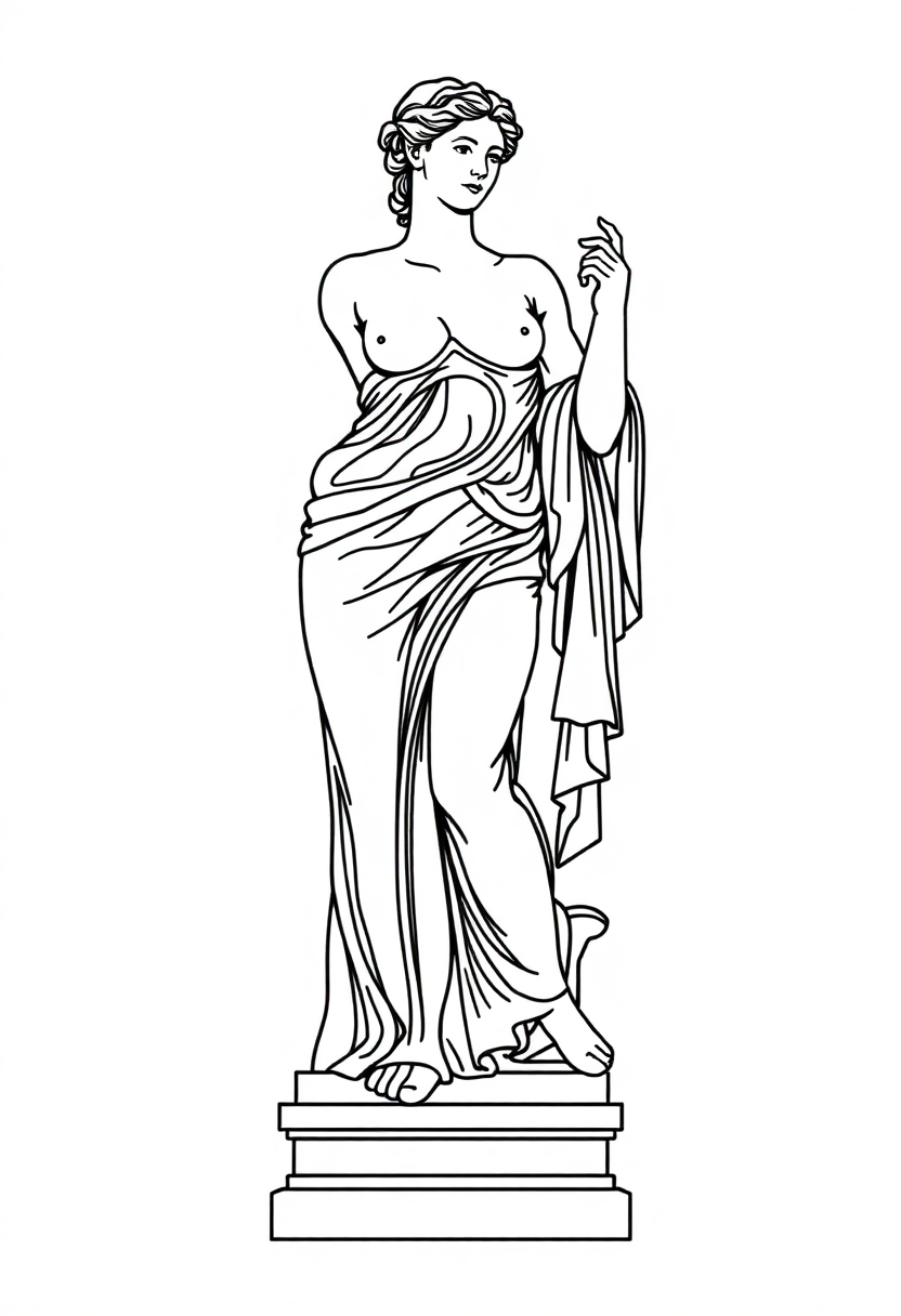 Venus de Milo Statue coloring page, free printable standard style for kids and adults