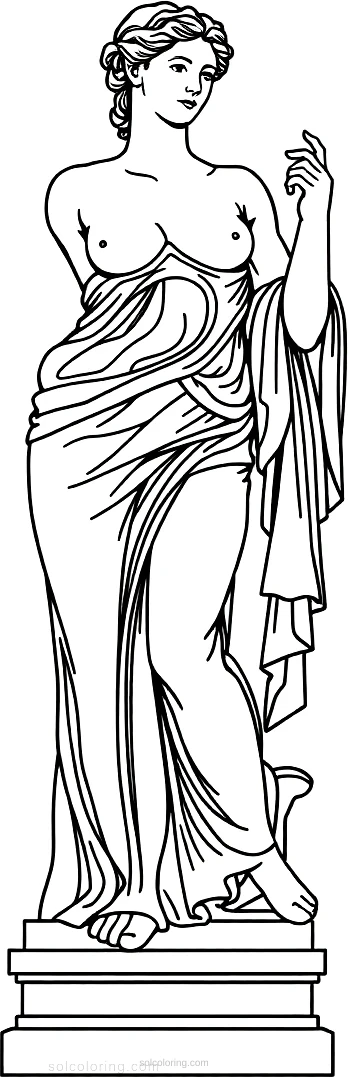 Venus de Milo Statue coloring page for kids