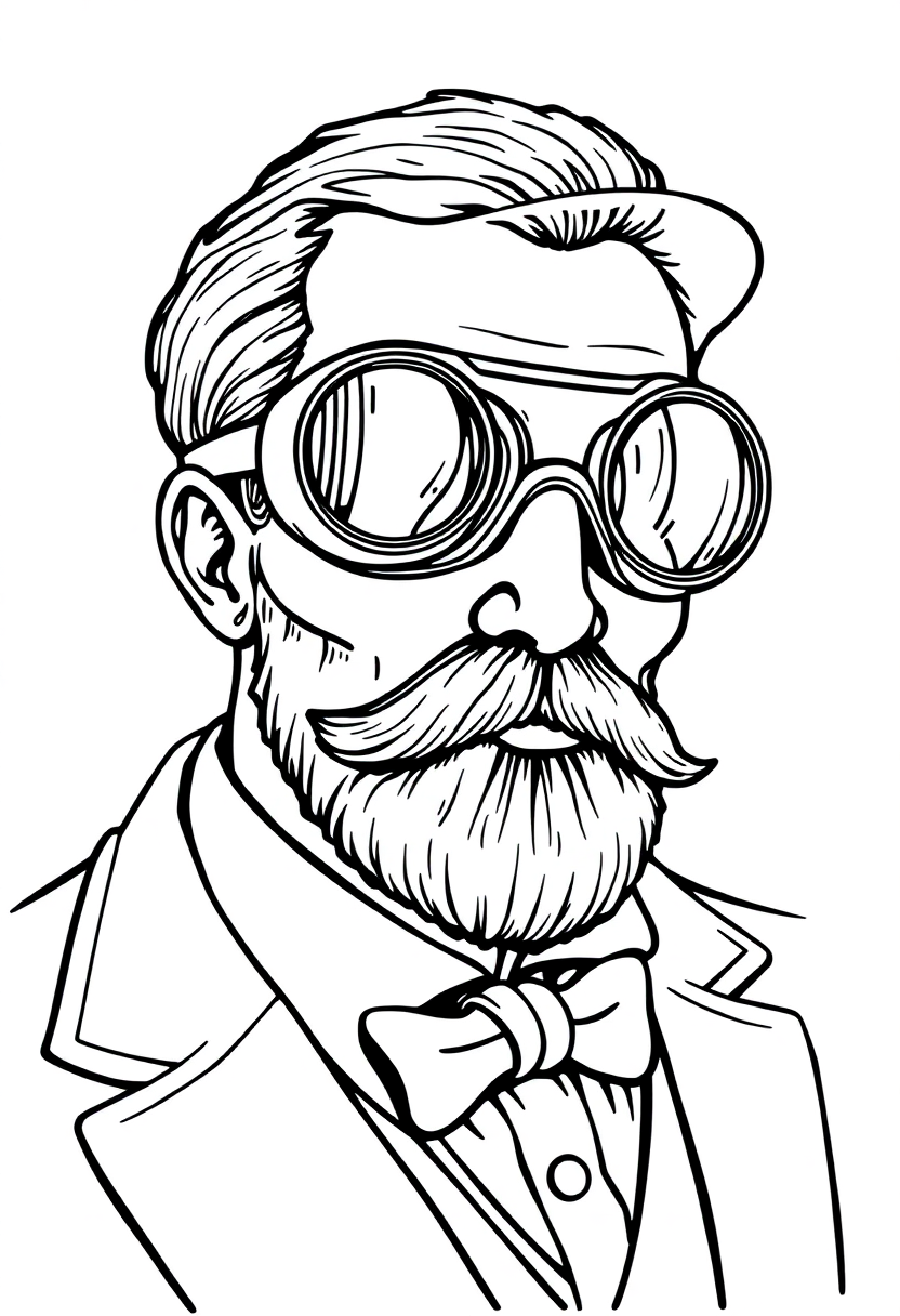 Victorian Gentleman with Goggles coloring page, free printable